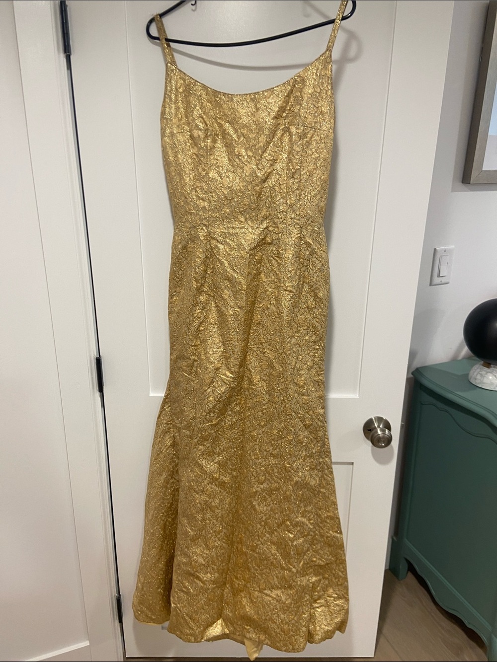 Gold Metallic Textured Evening Gown